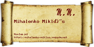Mihalenko Miklós névjegykártya